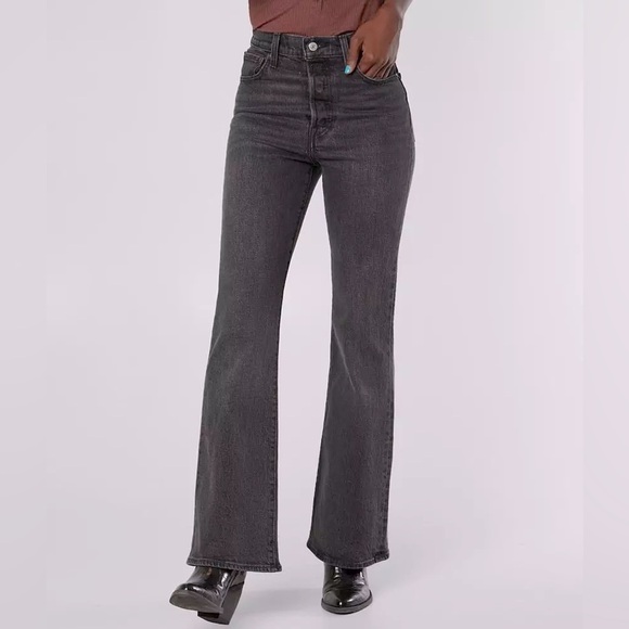 Levis Premium | Ribcage Flare Jean Gray Washed Black Size 29/8 70s High Rise - Picture 1 of 16